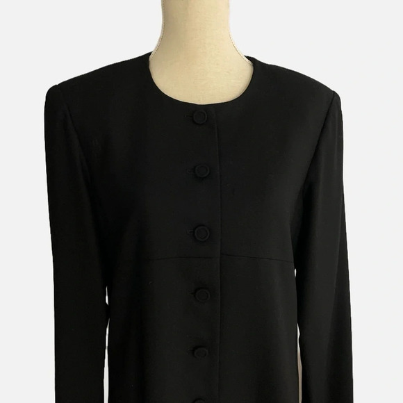 Kay Unger New York Coat Dress Jacket Wool Button Front Black Ivory Rare Formal - Picture 4 of 16